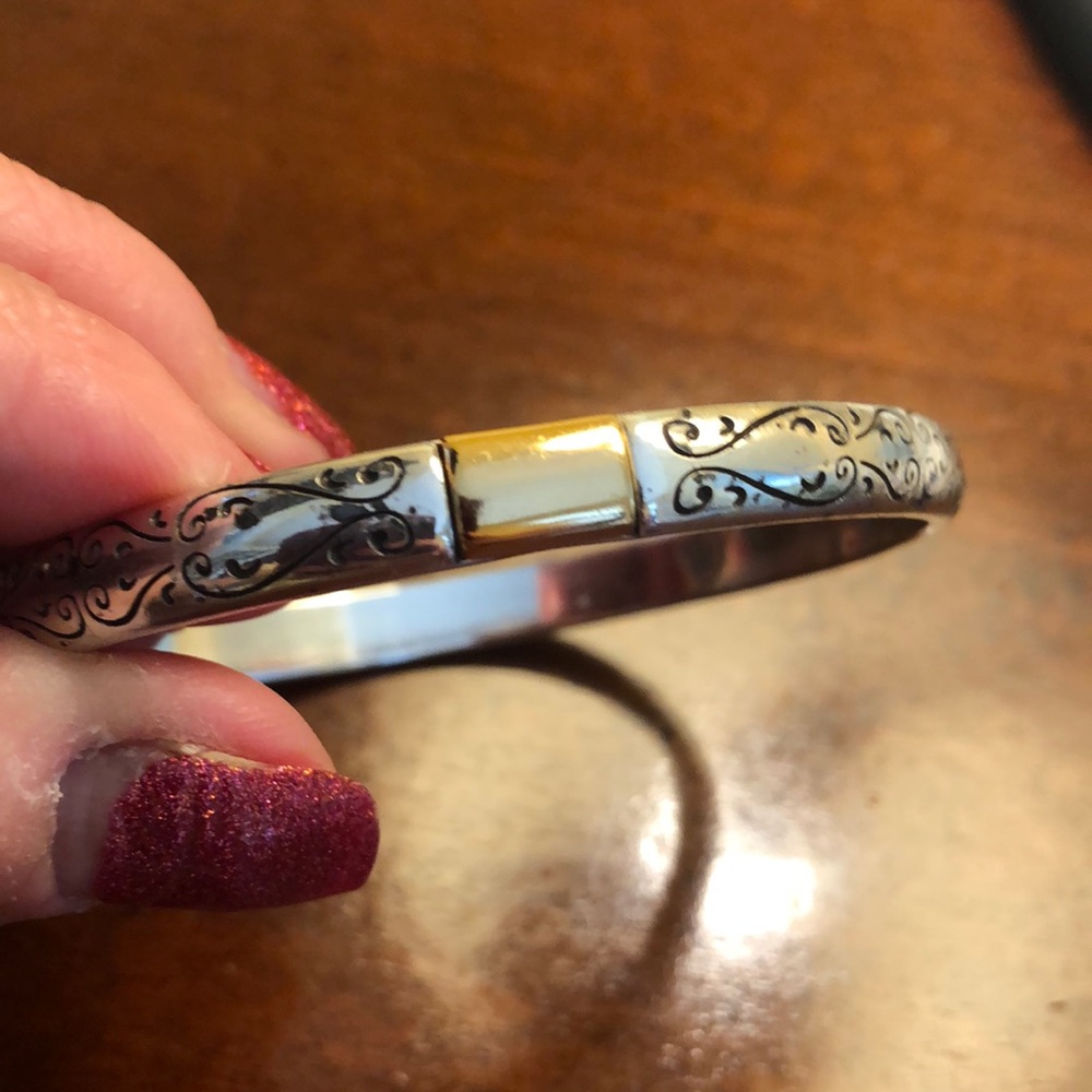 Brighton bangle- black swirl on silver tone.